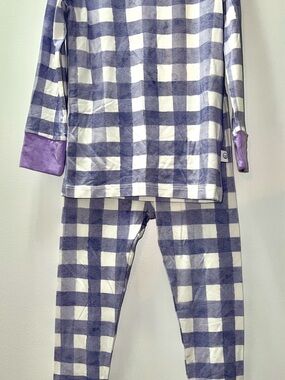 Children's Purple Checkered Pajama Set - Long Sleeve Top & Pants